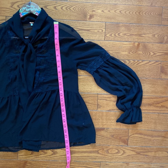 Free People womens  top black s/m sheer black long sleeve. - Picture 13 of 14